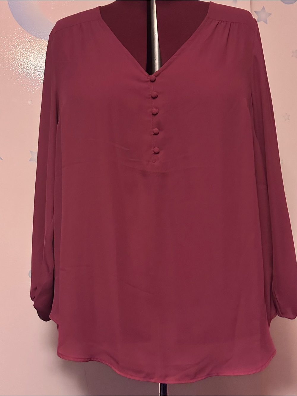 Torrid Harper V-Neck Lightweight Long Sleeve Blouse - Wine Size 3X